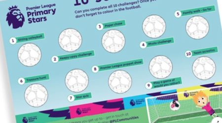 Try the Premier League 10 Star Challenge at home. Here are a variety of fun challenges children can do at home by themselves or you can do together as a family. Can you complete all 10 challenges?