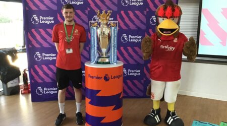 The Premier League Trophy Comes to the Foundation!